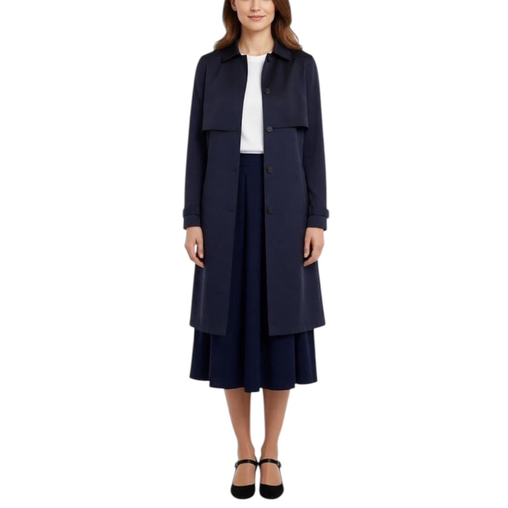 Dawn Levy Navy Maddy Robe Trench Coat Size S